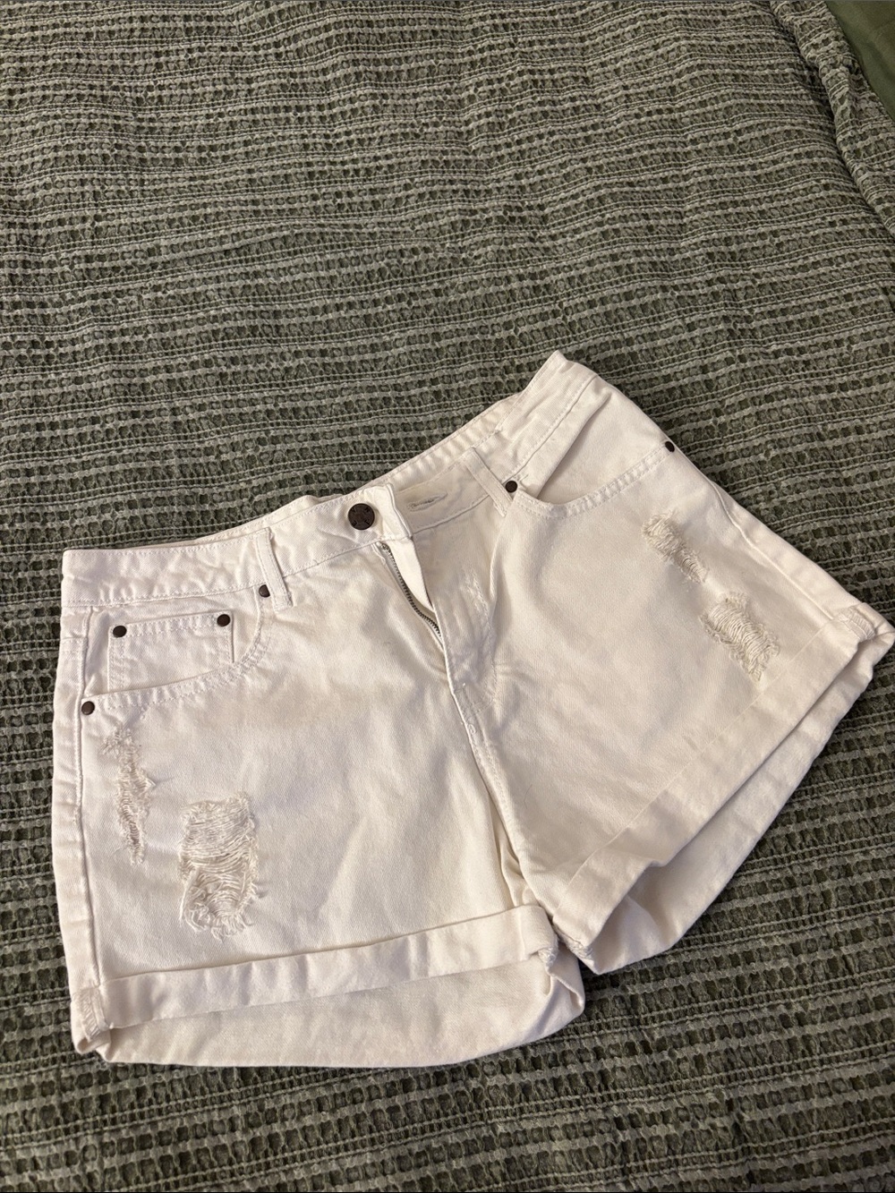 White Distressed Women's Denim Shorts